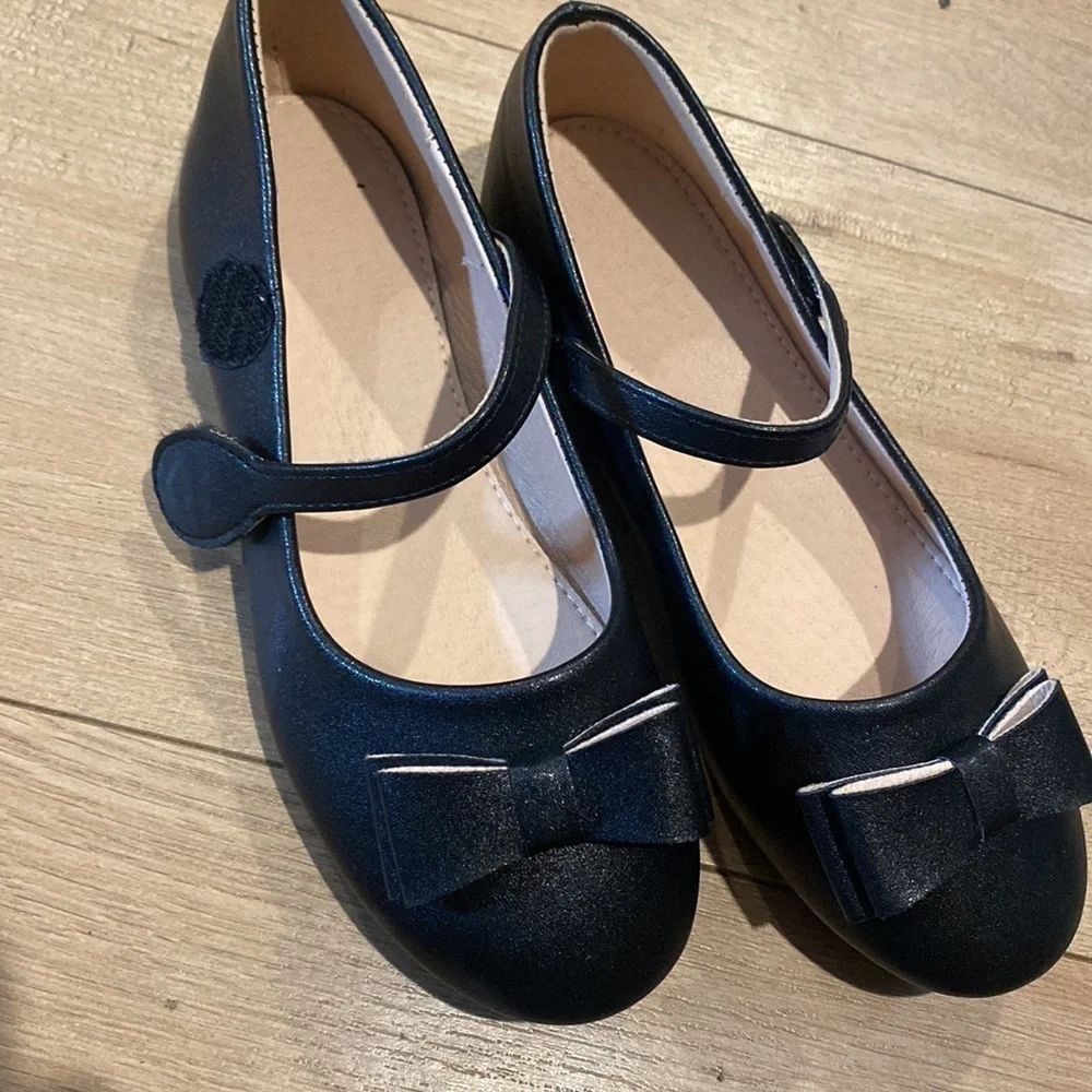 Girls bow decor Mary Jane shoes black 33